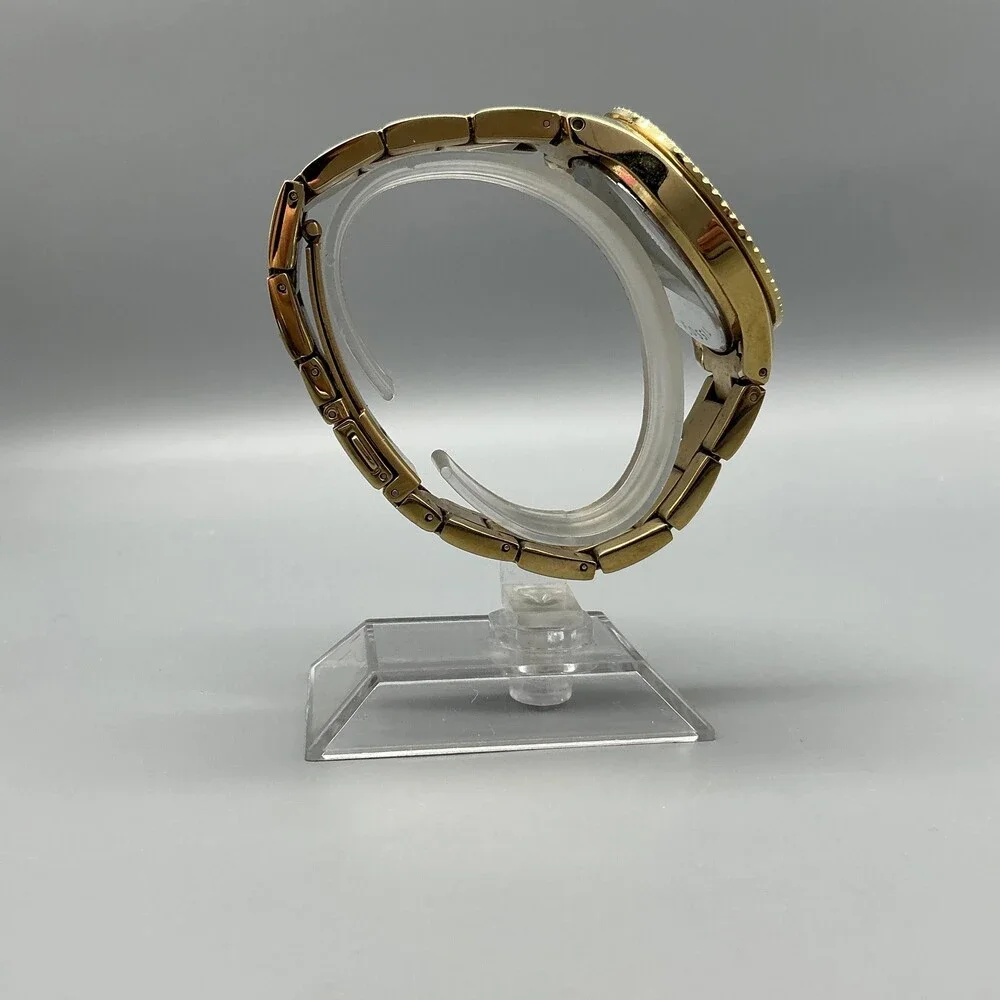 Fossil ES-2861 Womens Watch 38mm MOP Gold Tone Crystals Bracelet New Batt 6.75